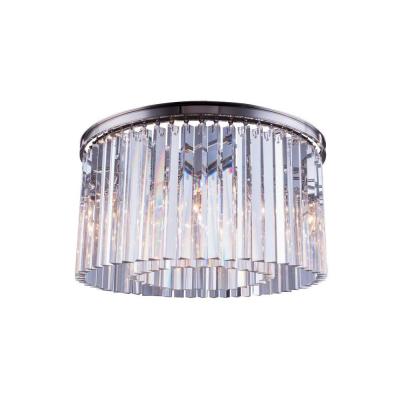 Elegant Lighting Sydney Collection 8-Light Flush Mount, Polished Nickel, Royal Cut Crystals, 26in - Model 1208F26PN/RC