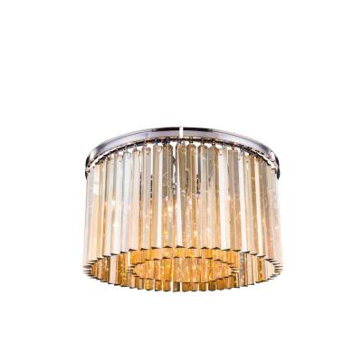 Elegant Lighting 8-Light Flush Mount, Polished Nickel Finish, Royal Cut Golden Teak Crystals, Model 1208F26PN-GT/RC, 26in