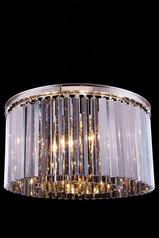 Elegant Lighting Sydney Collection 8-Light Flush Mount, Polished Nickel, Royal Cut Silver Shade Crystals, 26in - Model 1208F26PN-SS/RC