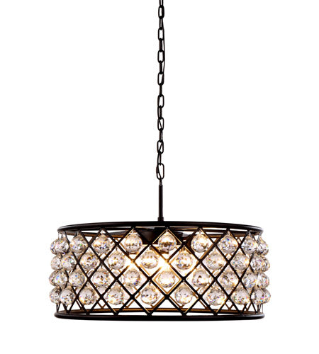 Elegant Lighting 6-Light Pendant Lamp, Mocha Brown Finish, 25in Depth x 10.5in Height, Model 1214D25MB/RC, Crystal