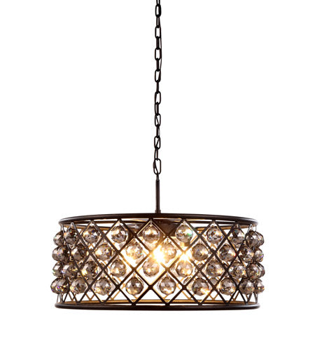 Elegant Lighting 6-Light Pendant Lamp, Mocha Brown Finish, Silver Shade, 25in Depth x 10.5in Height, Model 1214D25MB-SS/RC