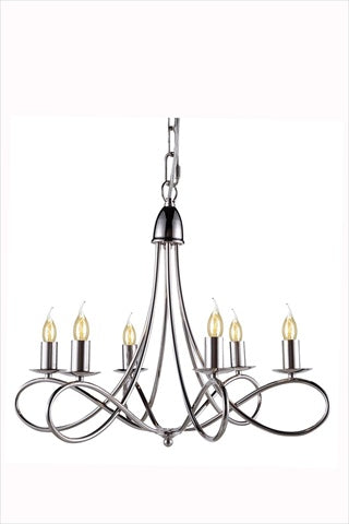 Elegant Lighting Lyndon Collection 6-Light Pendant Lamp, Polished Nickel Finish