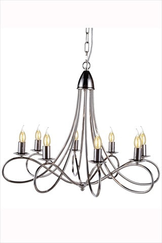 Elegant Lighting 8-Light Pendant Lamp, Polished Nickel Finish, Metal, Model 1452D28PN, Nickel Color