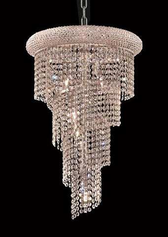 Elegant Lighting 1801SR16C/RC Crystal Chandelier, 8-Light, 16in x 26in, Chrome Finish, Four-Tier Design