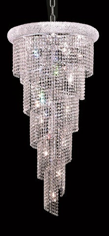 Elegant Lighting 1801Sr22C/Rc Royal Cut Clear Crystal Spiral 18-Light, Five-Tier Crystal Chandelier, 22" X 48", Finished In Chrome With Clear Crystals