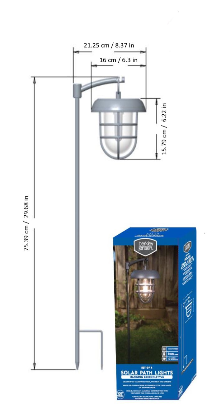 Energizer LED Solar Hanging Lights Shepherds Hook Metal Pole (Set of 4)