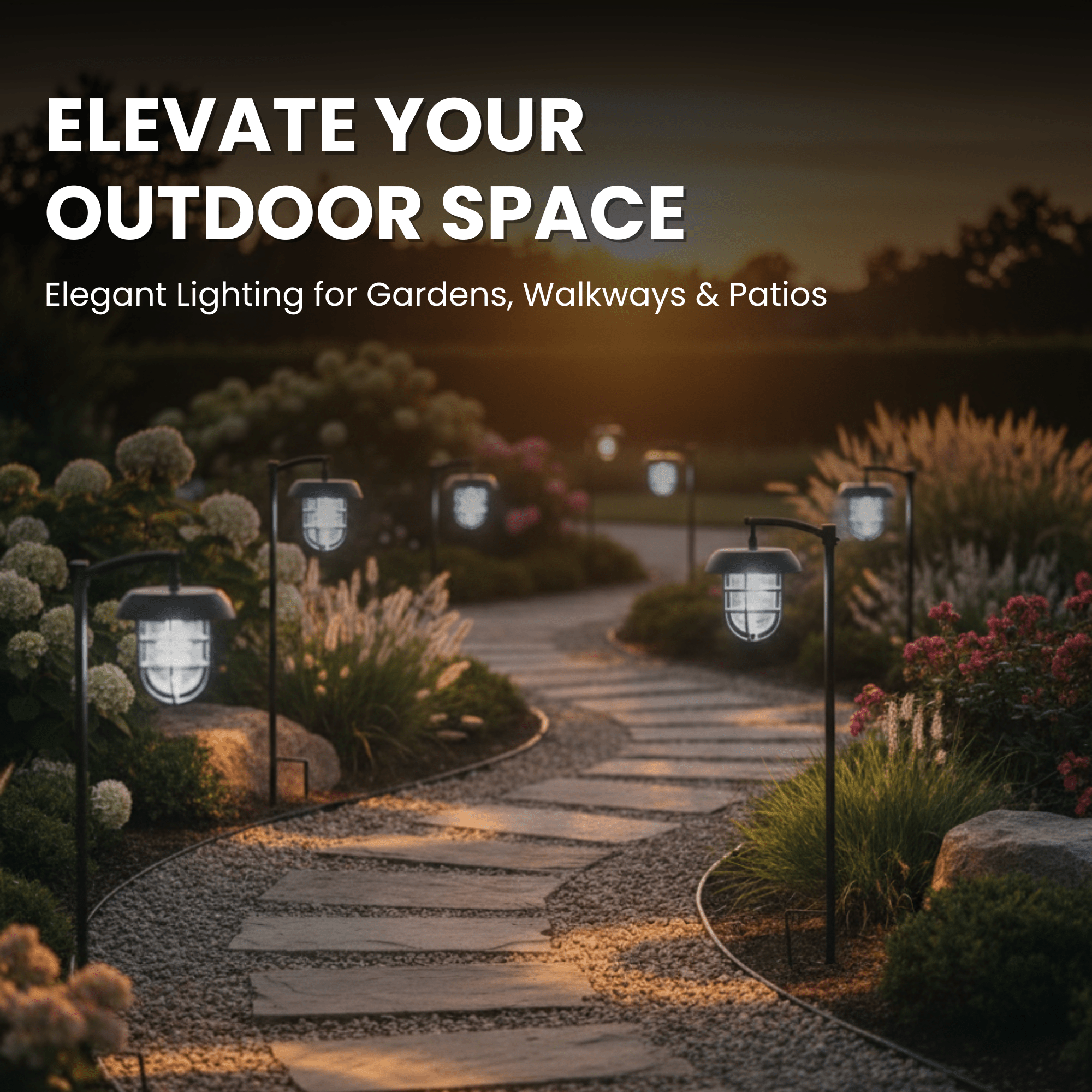Energizer LED Solar Hanging Lights Shepherds Hook Metal Pole (Set of 4)