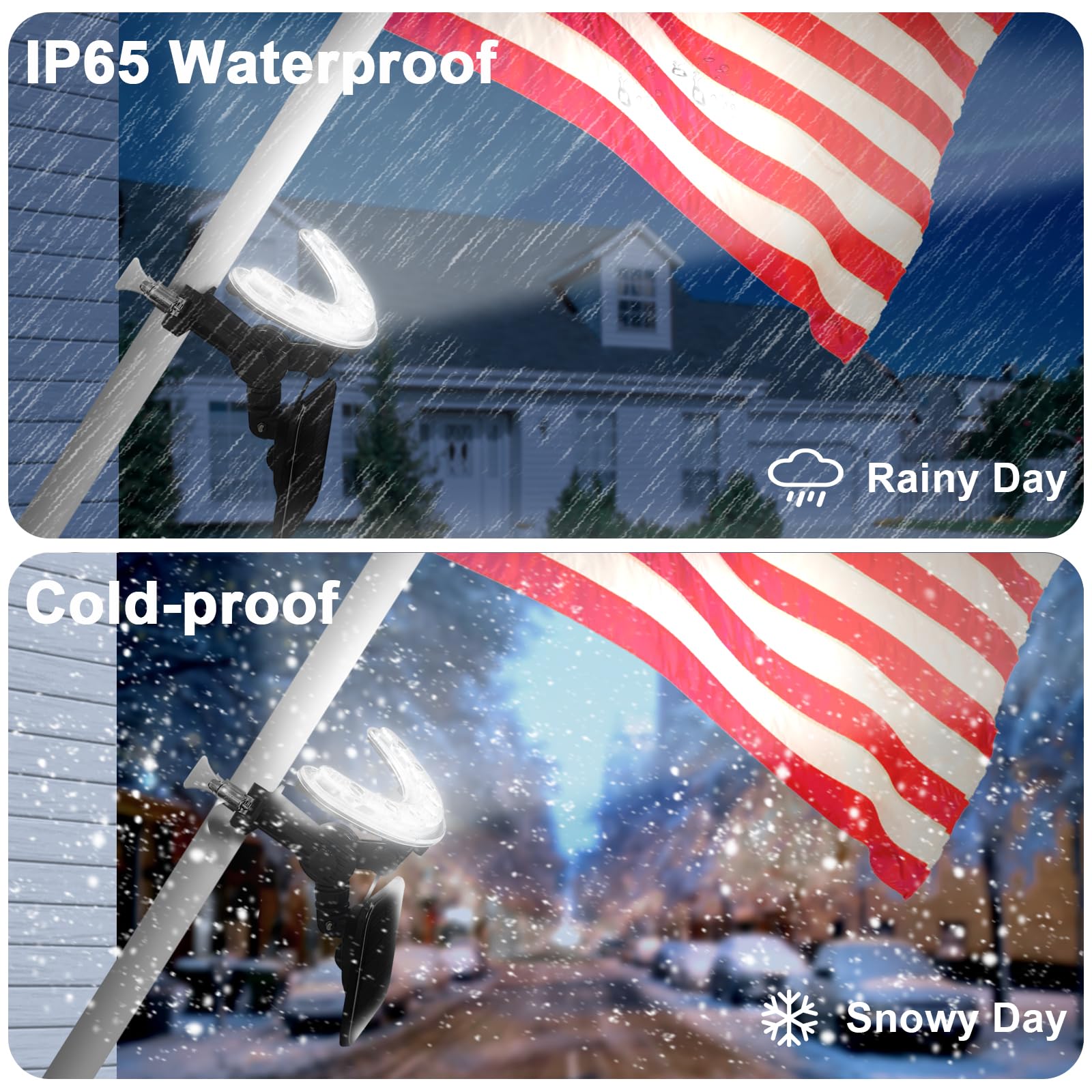 Flag Pole Light Outdoor Solar Flagpole Light House Mount with Adjustable 180° Direction, 360lm Brightness, IP65 Waterproof for 1''-1.5" Poles