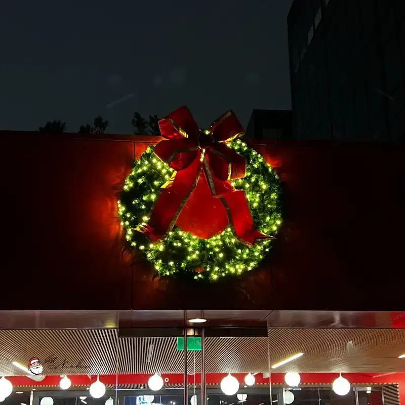 Undecorated Christmas Wreath with Warm White Lights