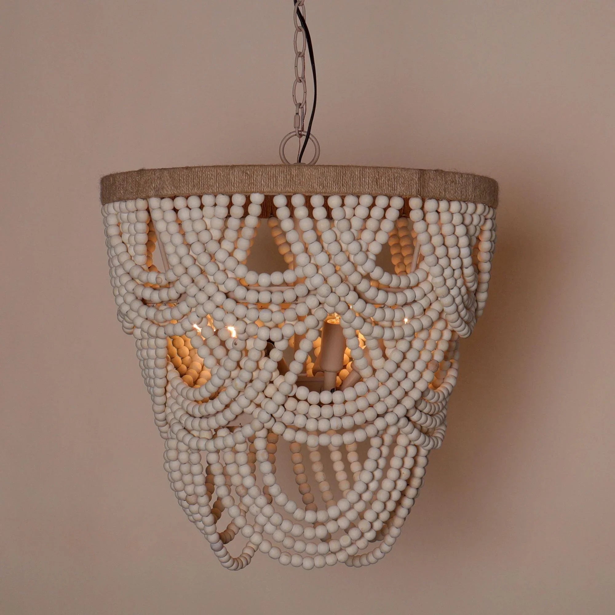 Hatfield 4-Light Bohemia Style Wood Beaded Chandelier