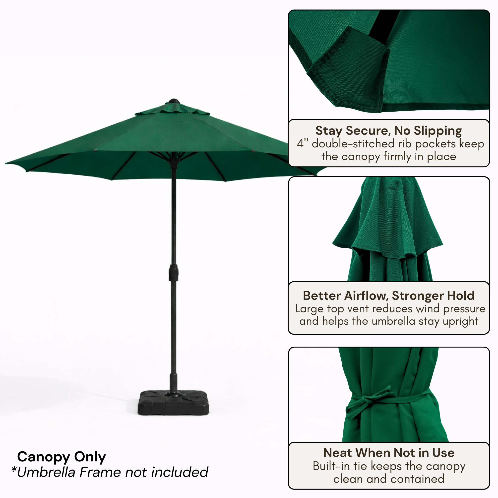 9ft Market Patio Umbrella 8 Rib Replacement Canopy Hunter Green