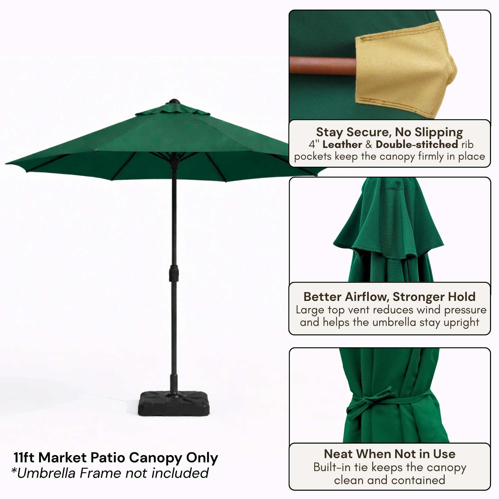 11ft Market Patio Umbrella 8 Rib Replacement Canopy Hunter Green