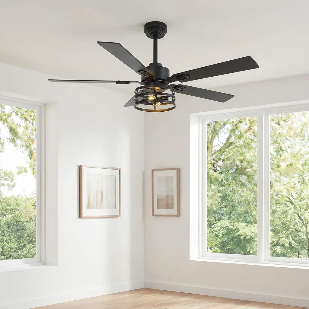 Vaczon 52 Inch 60 Inch Industrial Downrod Ceiling Fan with Light and APP & Remote Control