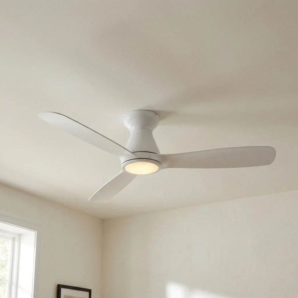 52" Ahmedabad Industrial DC Motor Flush Mount Reversible Ceiling Fan with LED Lighting and Remote Control