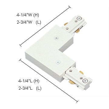 Jesco Lighting HLJSC L-Connector with Power-Feed for H 3-Wire Single Circuit Track, Satin Chrome Finish