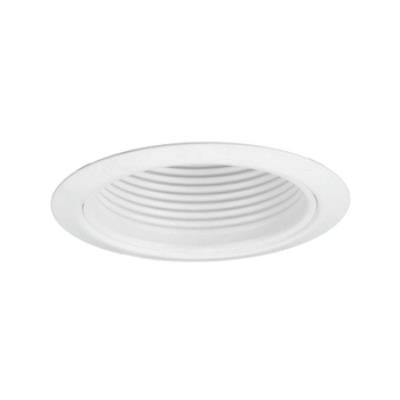 Jesco Lighting TM5509WHWH Recessed Light, 5-Inch, Metal Step Baffle, All White Finish, Diameter: 6-1/4in