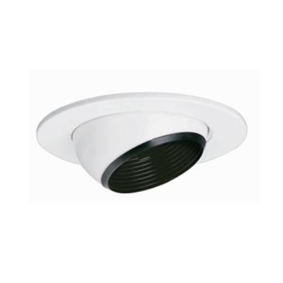 Jesco Lighting TM5535BKWH 5-Inch Adjustable Eyeball Trim Recessed Light, Black Finish with White Trim, Diameter: 6-1/4in