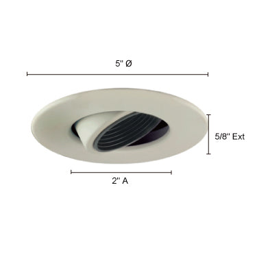 Jesco Lighting Recessed Light, 4-Inch Adjustable Gimbal Ring, All White Finish, Model TM426WHWH, Diameter: 5in