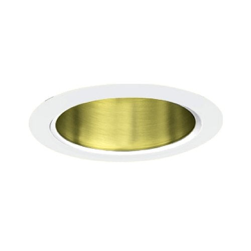 Jesco Lighting 5-Inch Recessed Trim Light, Aluminum, Polished Brass Finish with White Trim, Model TM5510PBWH, Diameter: 6-1/4"