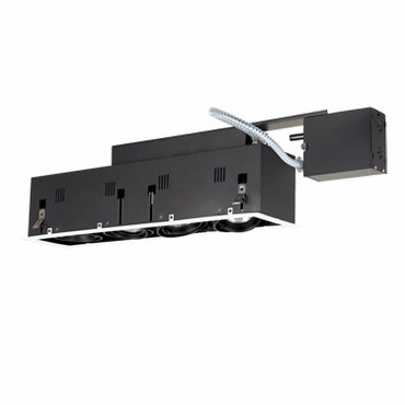 Jesco Lighting MGRP20-4WB Modulinear 4-Light Directional Fixture, 120V, 50W, Double Gimbal, Black Interior with White Trim