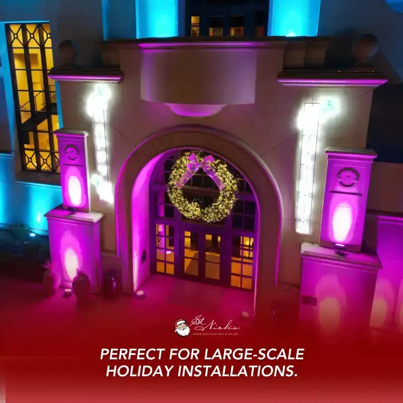 Undecorated Christmas Wreath with Warm White Lights