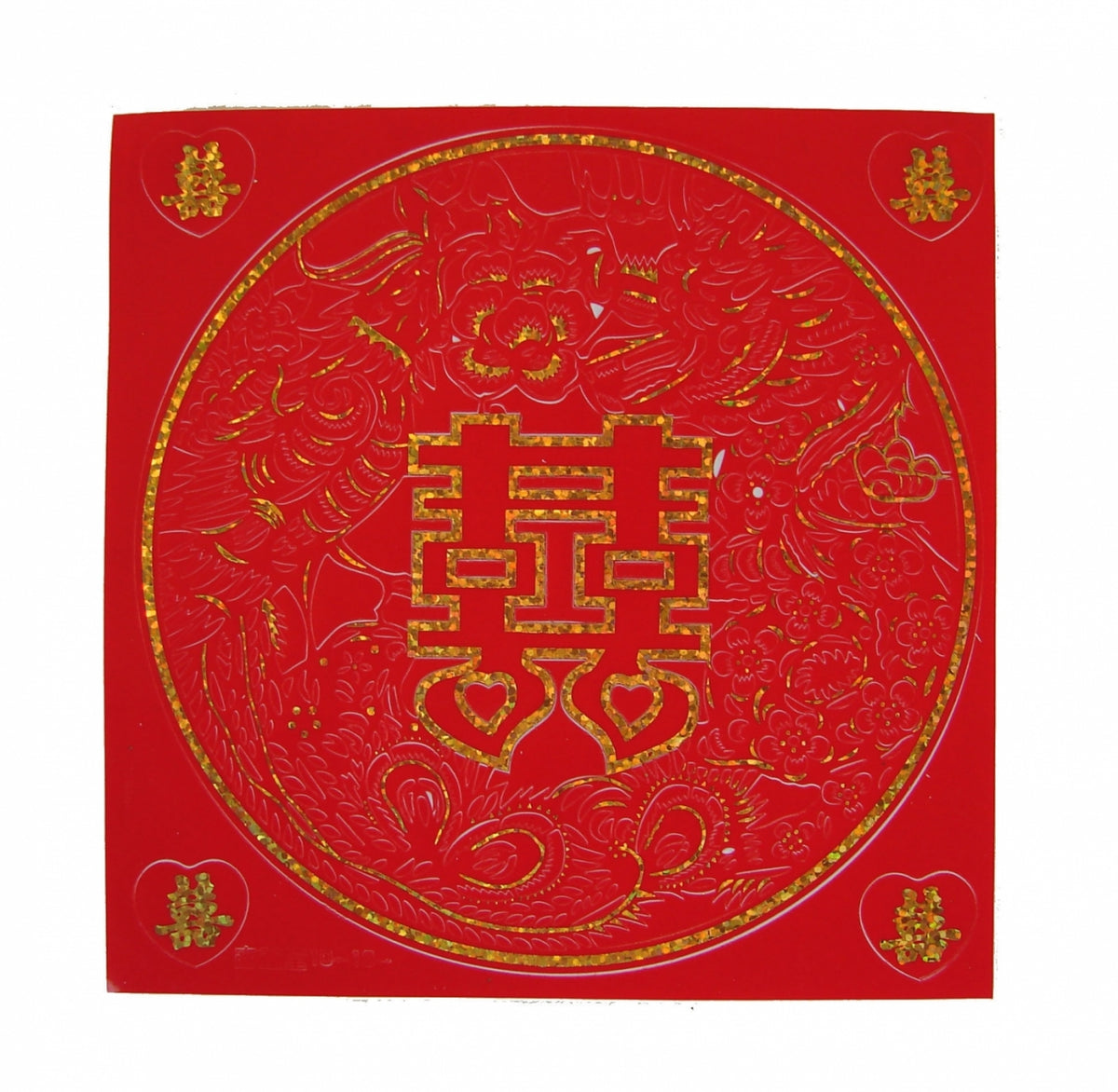 Double Happiness Sign with Dragon Phoenix Sticker