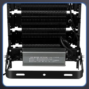 300W LED Stadium Flood Light, 48,000 Lumens, Plug-In, Commercial, Arena, Sports Field Light, IP66 Waterproof, 6500K.