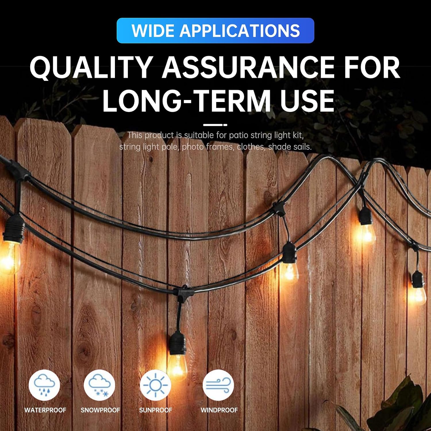 LumenX 165FT Outdoor String Light Hanging Kit – 304 Stainless Steel Guide Wire with Turnbuckles, Cable Clamps, Carabiners and Installation Tools