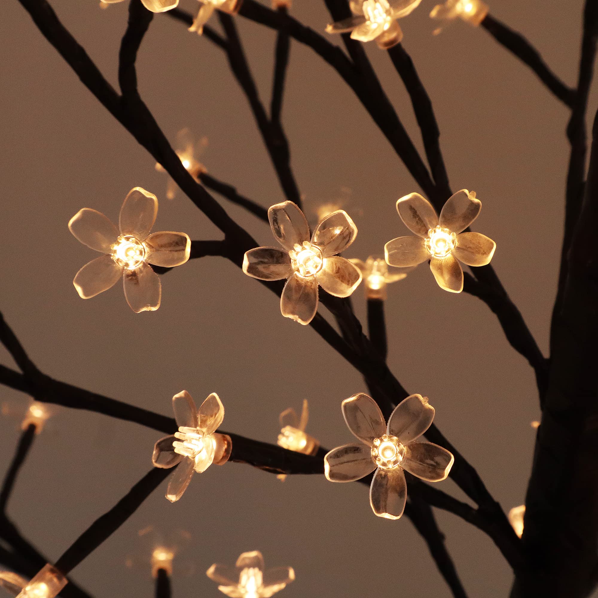 LumenX 6FT Solar Lighted Cherry Blossom Tree, 200 LED Warm White Artificial Flower Tree for Outdoor Porch, Wedding, Garden & Holiday Decor