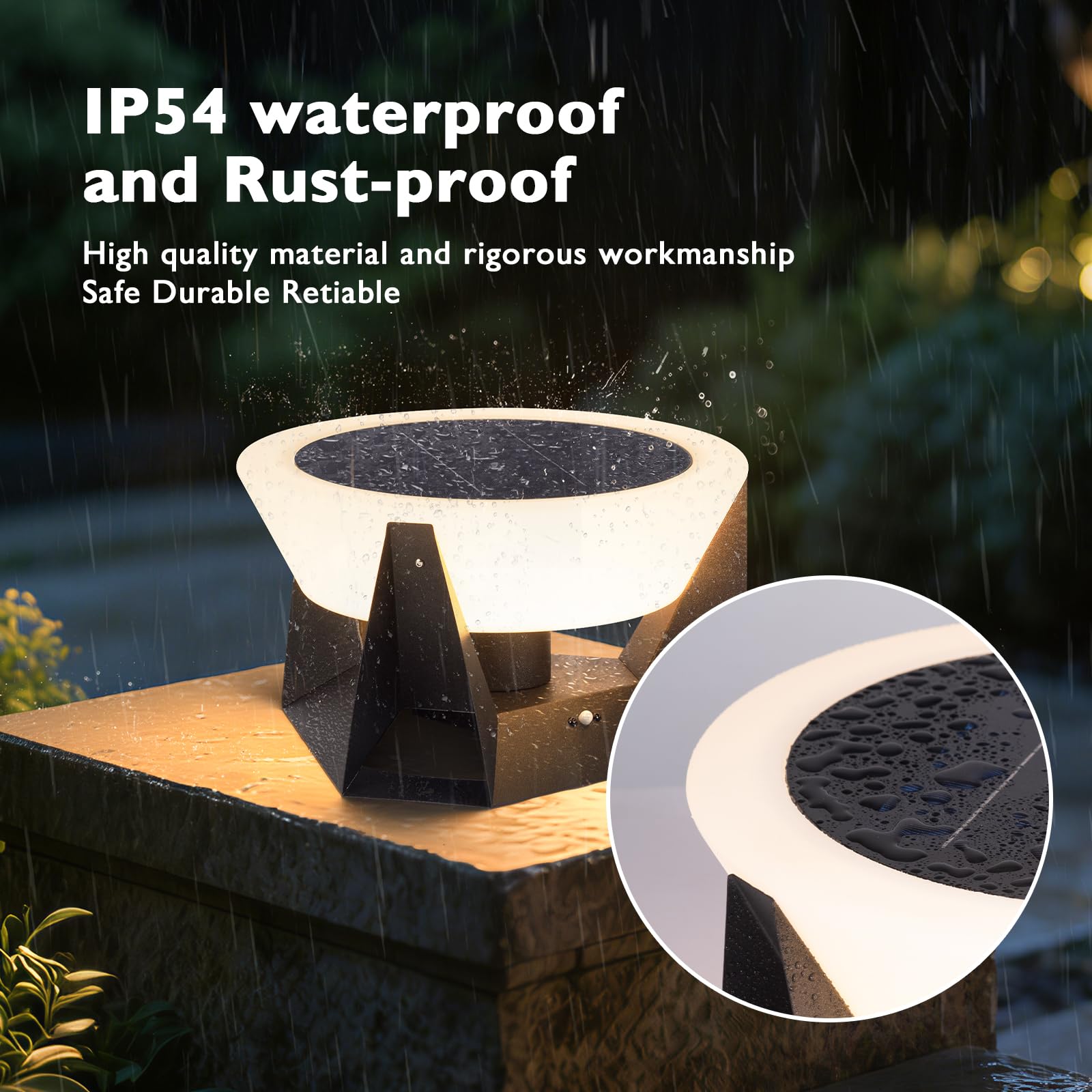 LumenX Large 15 Inch Solar Lantern, 3000K Outdoor Floor Lamp, Outdoor Lights Waterproof, Dusk to Dawn Round Garden Floor Lanterns