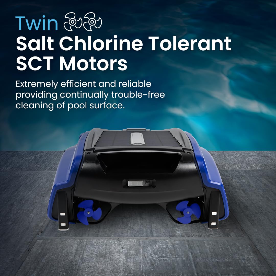 LumenX SE Solar Powered Automatic Robotic Pool Surface Skimmer Cleaner with 24/7 Continuous Cleaning Battery Power and Re-Engineered Twin Salt Chlorine Tolerant Motors