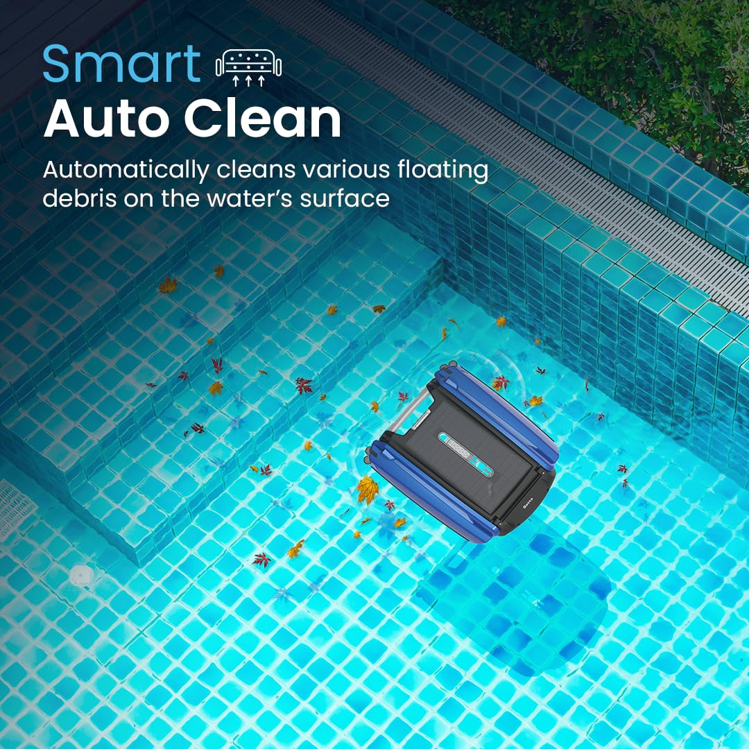 LumenX SE Solar Powered Automatic Robotic Pool Surface Skimmer Cleaner with 24/7 Continuous Cleaning Battery Power and Re-Engineered Twin Salt Chlorine Tolerant Motors