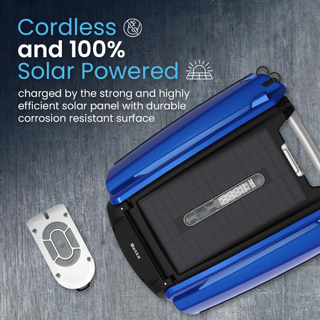 LumenX SE Solar Powered Automatic Robotic Pool Surface Skimmer Cleaner with 24/7 Continuous Cleaning Battery Power and Re-Engineered Twin Salt Chlorine Tolerant Motors