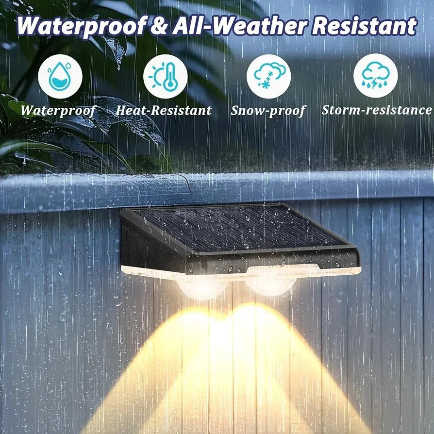 LumenX Solar Fence Lights – 3-Color Temperature, 80 Lumen IP65 Waterproof, Black 8-Pack