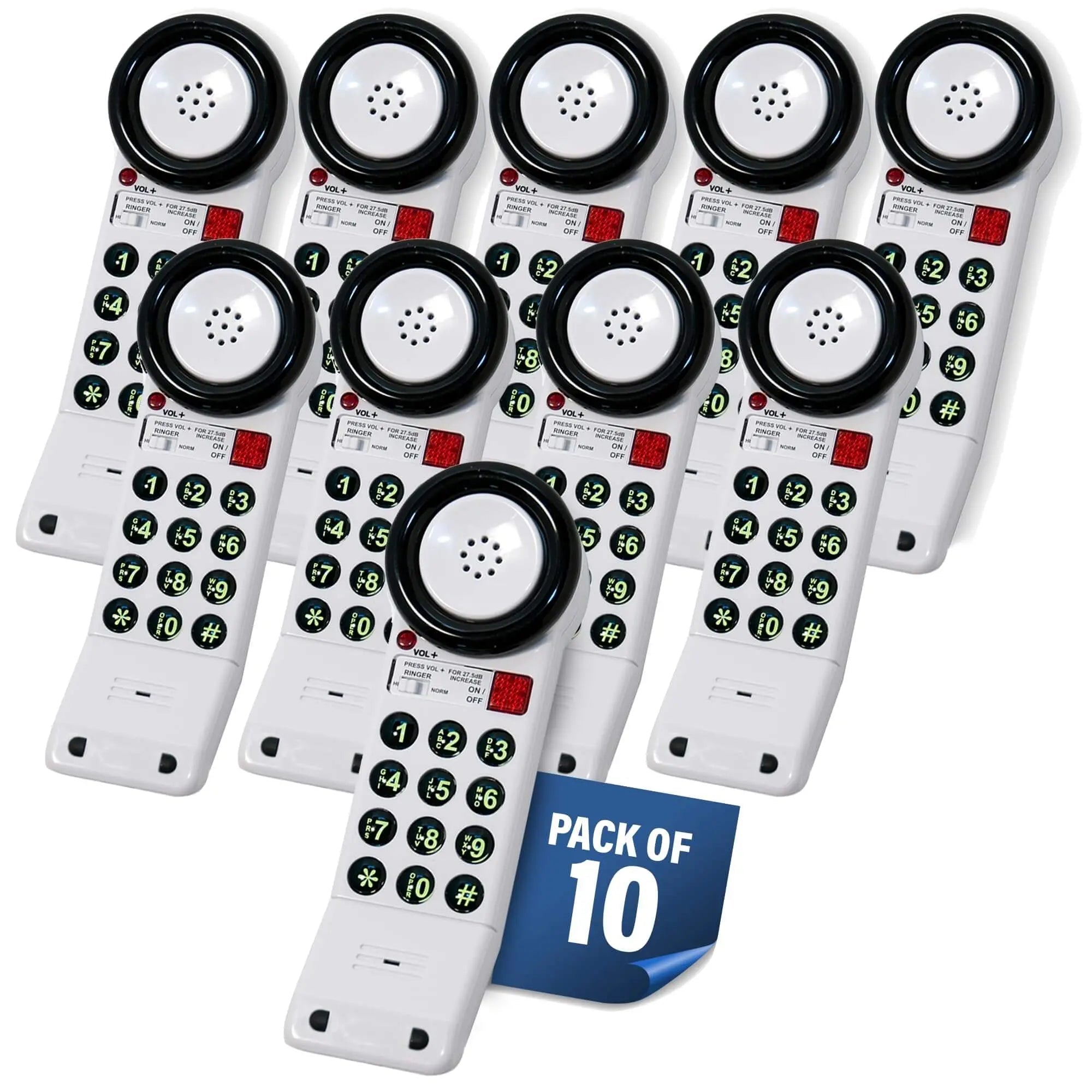 Med-Pat XL88Q One-Piece Phone – Extra-Loud Volume, Visual Ring, Water-Resistant, Hearing Aid Compatible