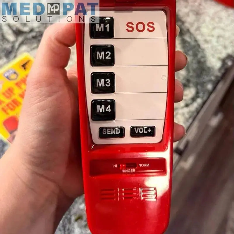 FIRST M by TAFEA Emergency Phone | One-Button 911 Dialer, Programmable M2–M4, Hands-Free Listening, Loud Ringer – Ideal for Homes, Gyms, Hospitals, Hotels & Public Spaces