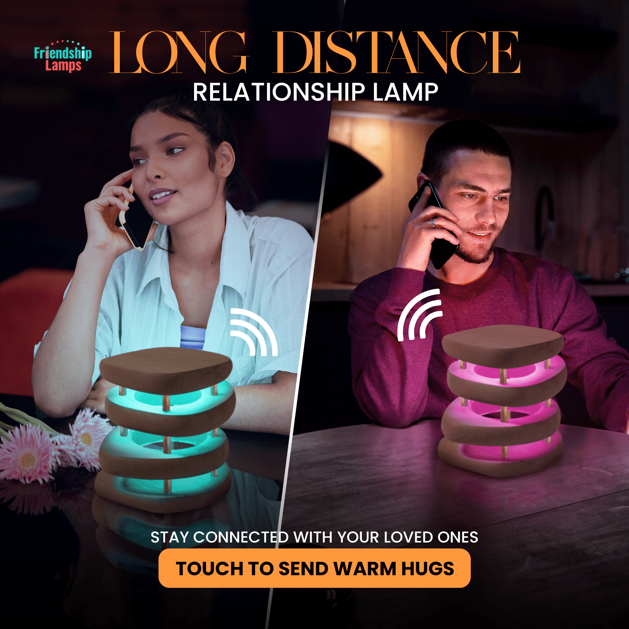 Mid-Century Design Friendship Lamp – Retro Wi-Fi Touch Lamp | Stay Connected Through Time & Distance