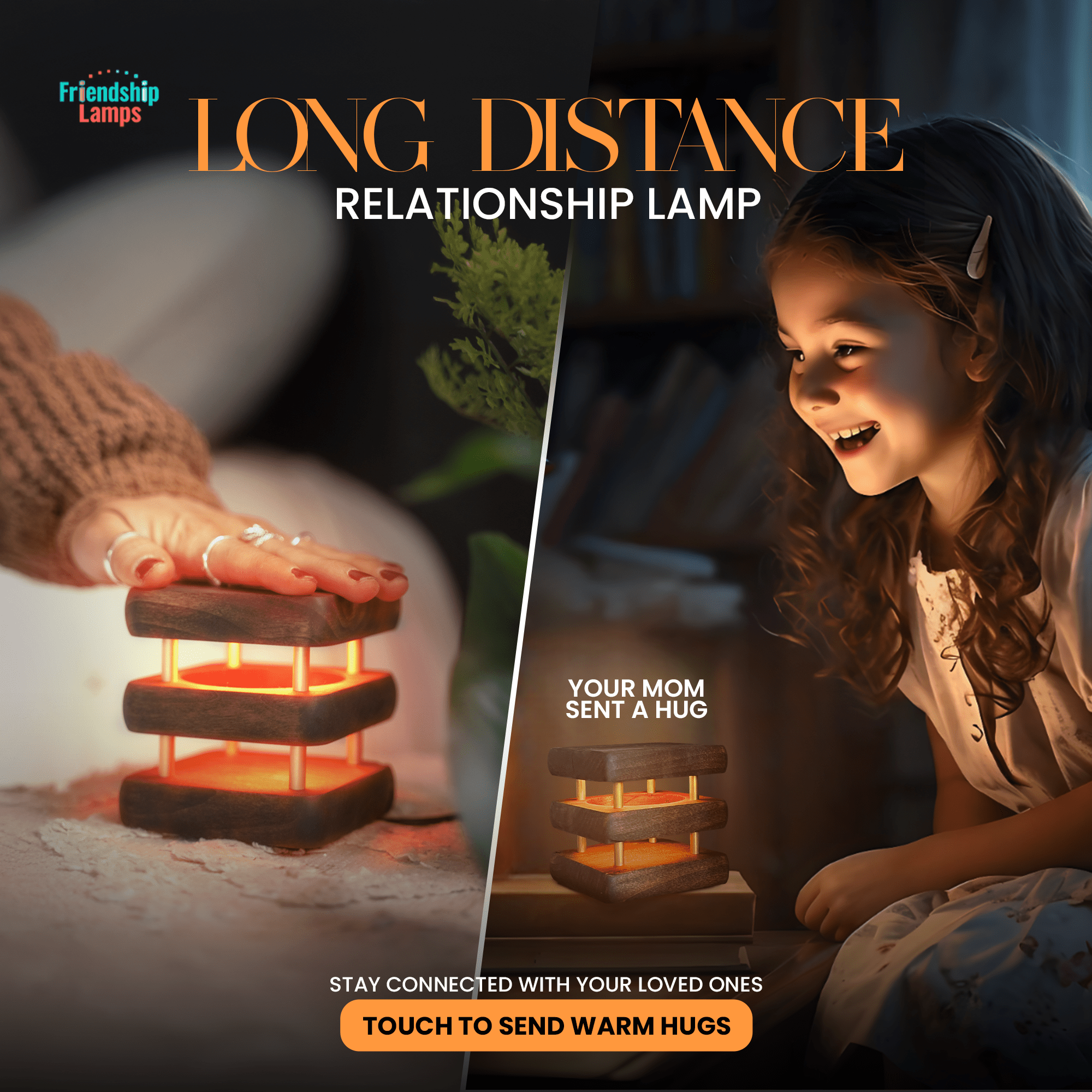 Mini Mid-Century Kona Design Friendship Lamp – Compact Retro Wi-Fi Touch Lamp for Long-Distance Connection