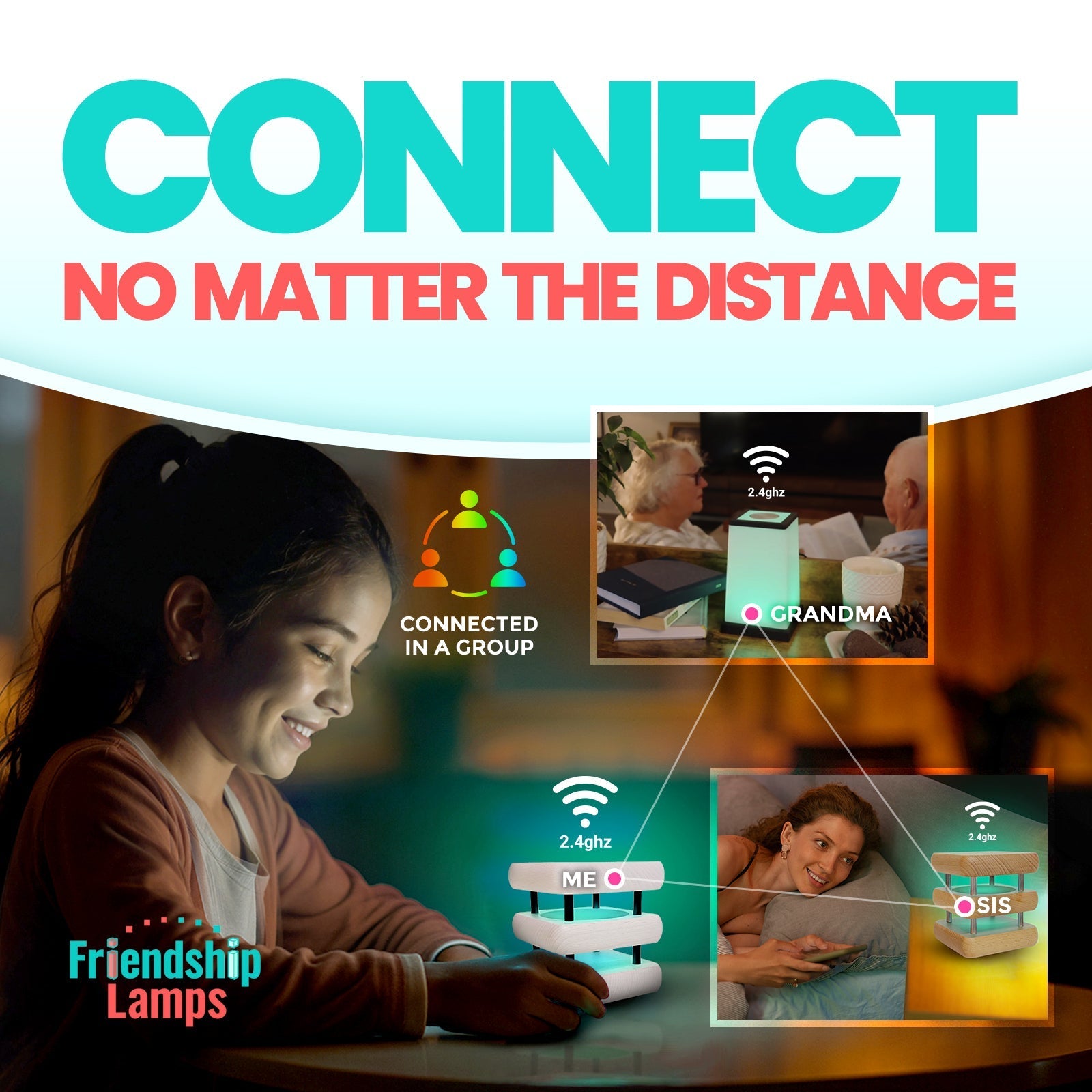 Mid-Century Design Friendship Lamp – Retro Wi-Fi Touch Lamp | Stay Connected Through Time & Distance