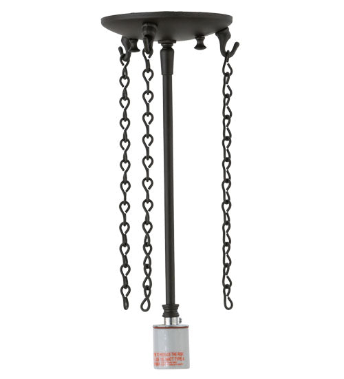 Meyda 146081 Single Lite Invert Hanger 3 Hooks  Oil Rubbed Bronze Steel & Orb