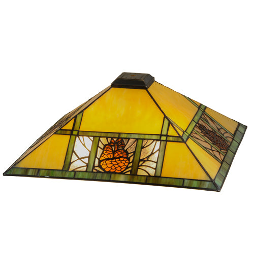 Meyda 50901 17 in Square Pinecone Ridge Shade  Beige Amber Zasdy 59 - Mission Lodge Tiffany