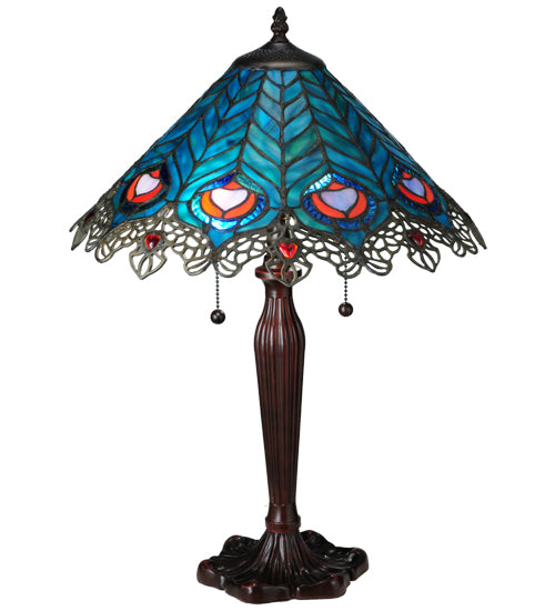 Meyda 138775 23 In Peacock Feather Lace Table Lamp
