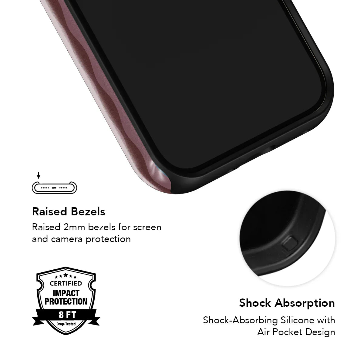 Mulberry | Burgundy Phone Case with Wavy Textured Design