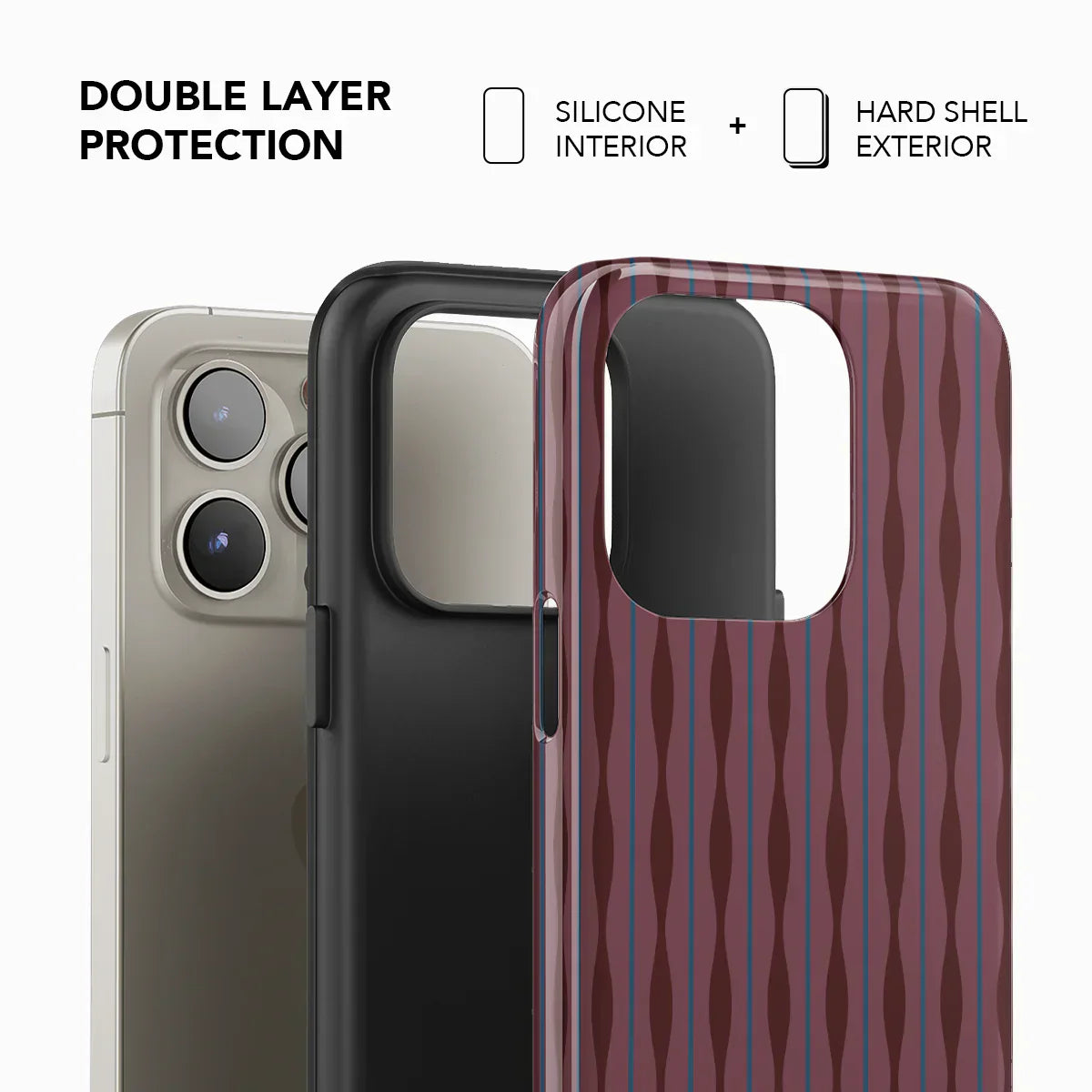 Mulberry | Burgundy Phone Case with Wavy Textured Design