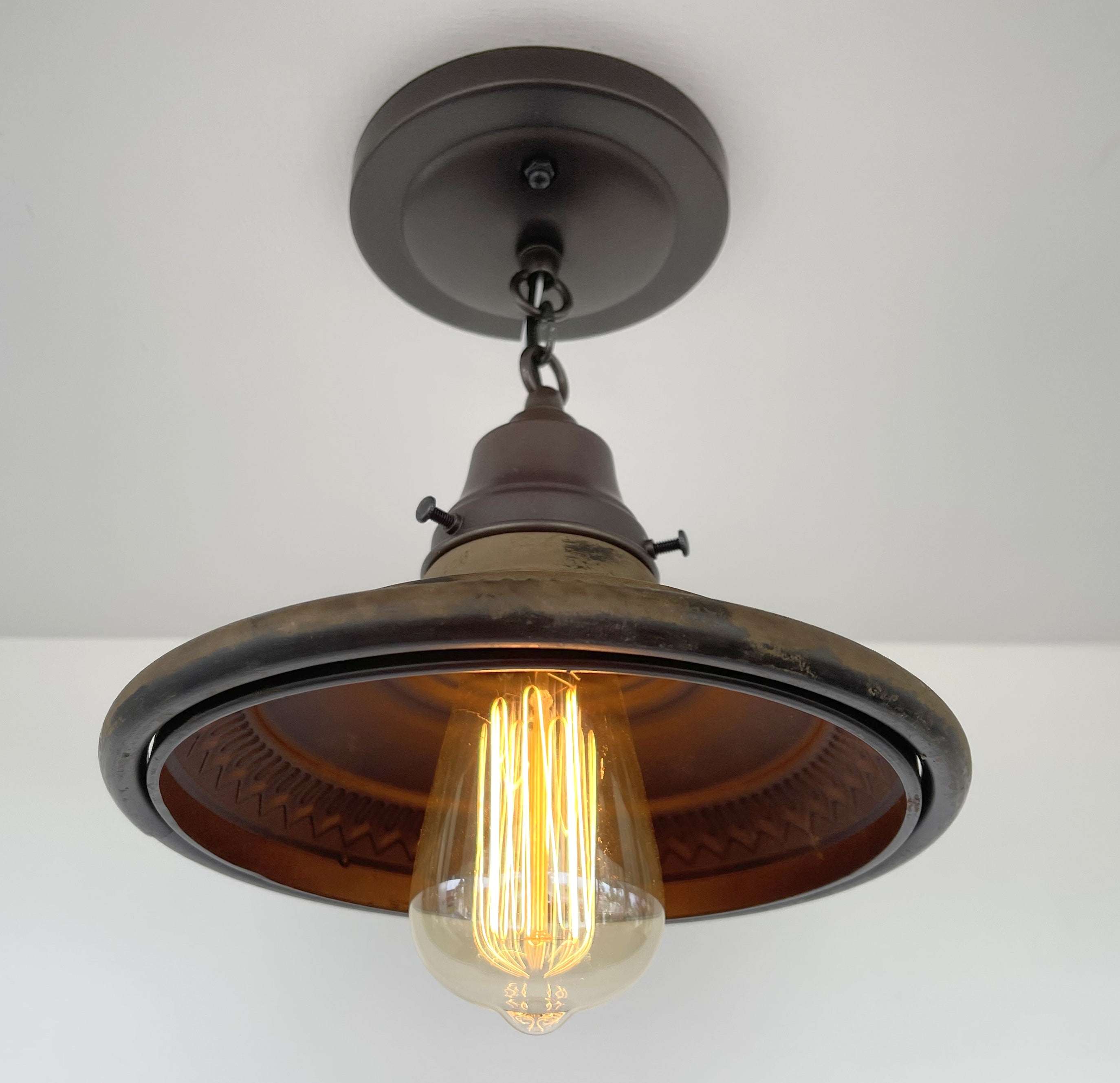 Rustic Industrial Farmhouse Ceiling Light | 7"W | Metal Flush Mount