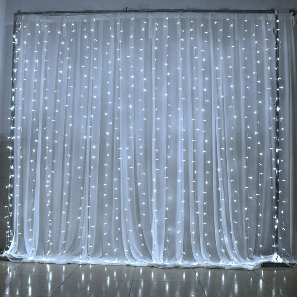 300 LED 9ft x 9ft Twinkling Curtain Lights Plug in