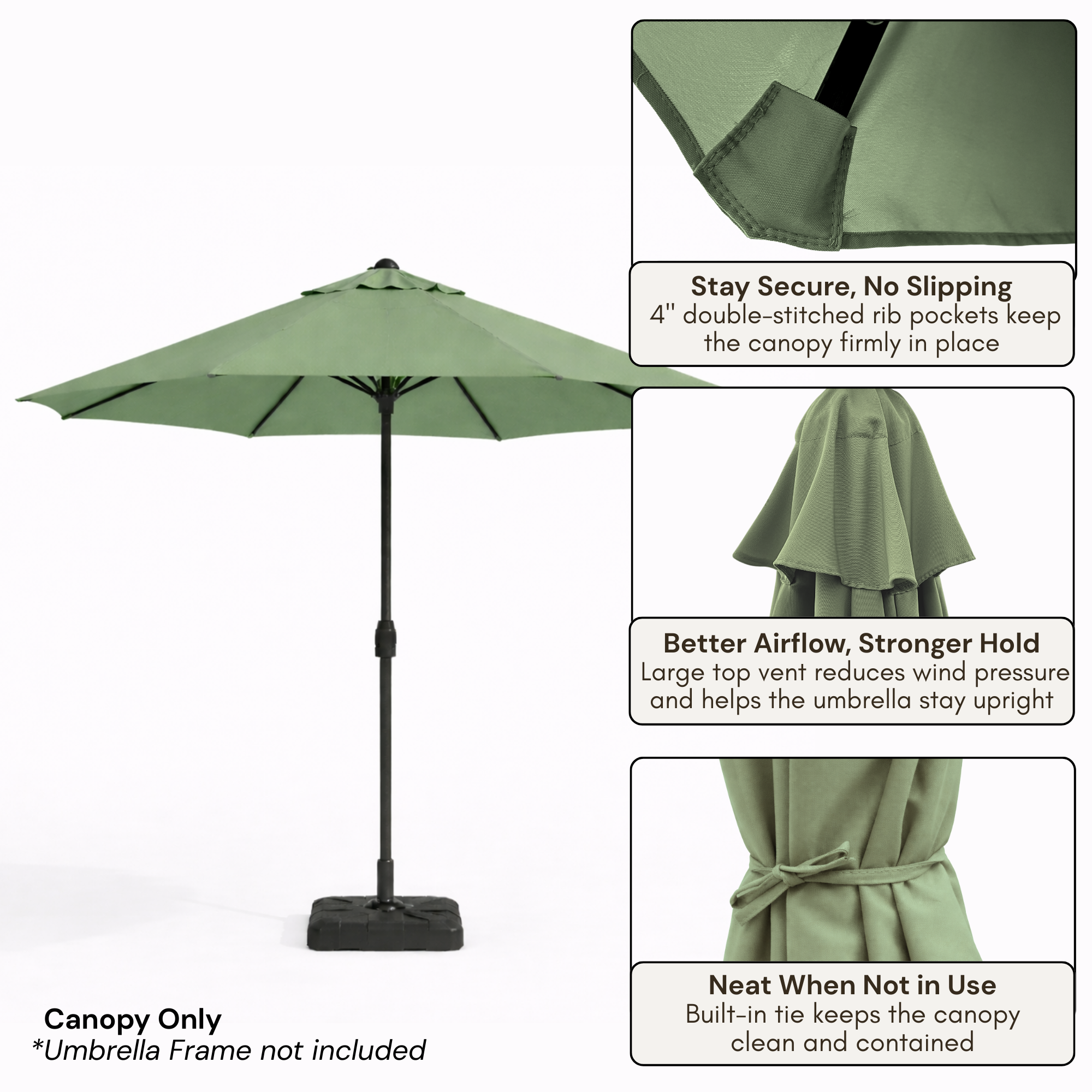 9ft Market Patio Umbrella 6 Rib Replacement Canopy Sage Green