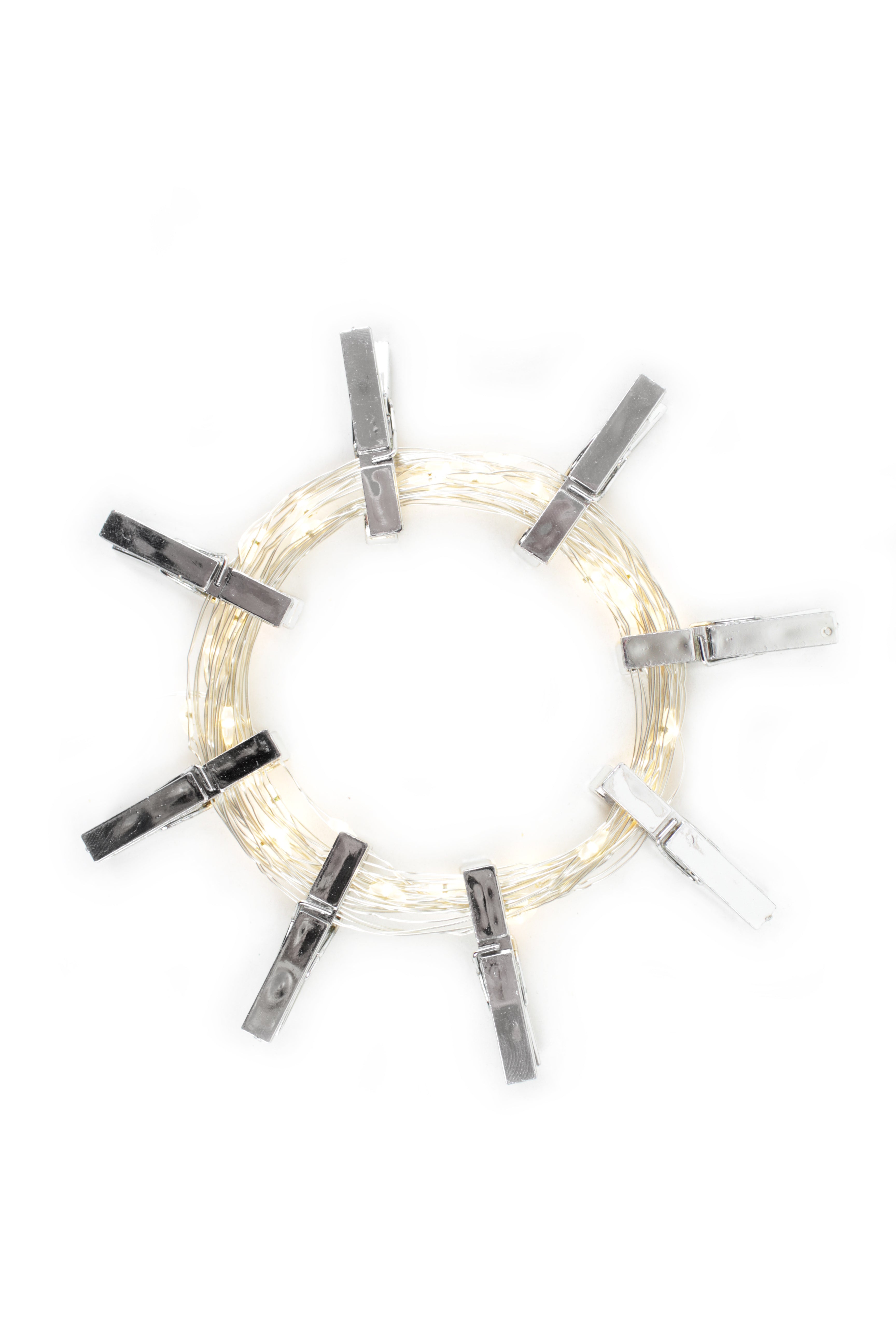 36 LED Silver Photo Clip String Light- Battery Operated