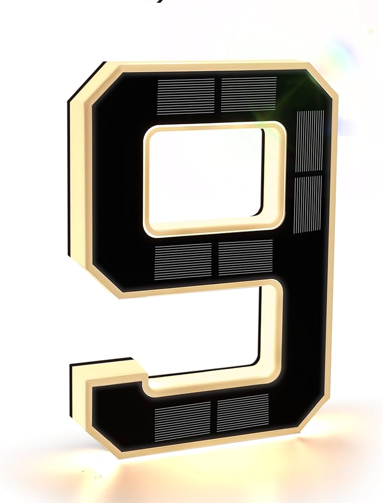SmartYard 9 Inch Solar Lighted House Numbers for Outside, Light Up Waterproof LED Address Numbers Signs for Houses, Large Personalized Illuminated Exterior Modern House Numbers Light