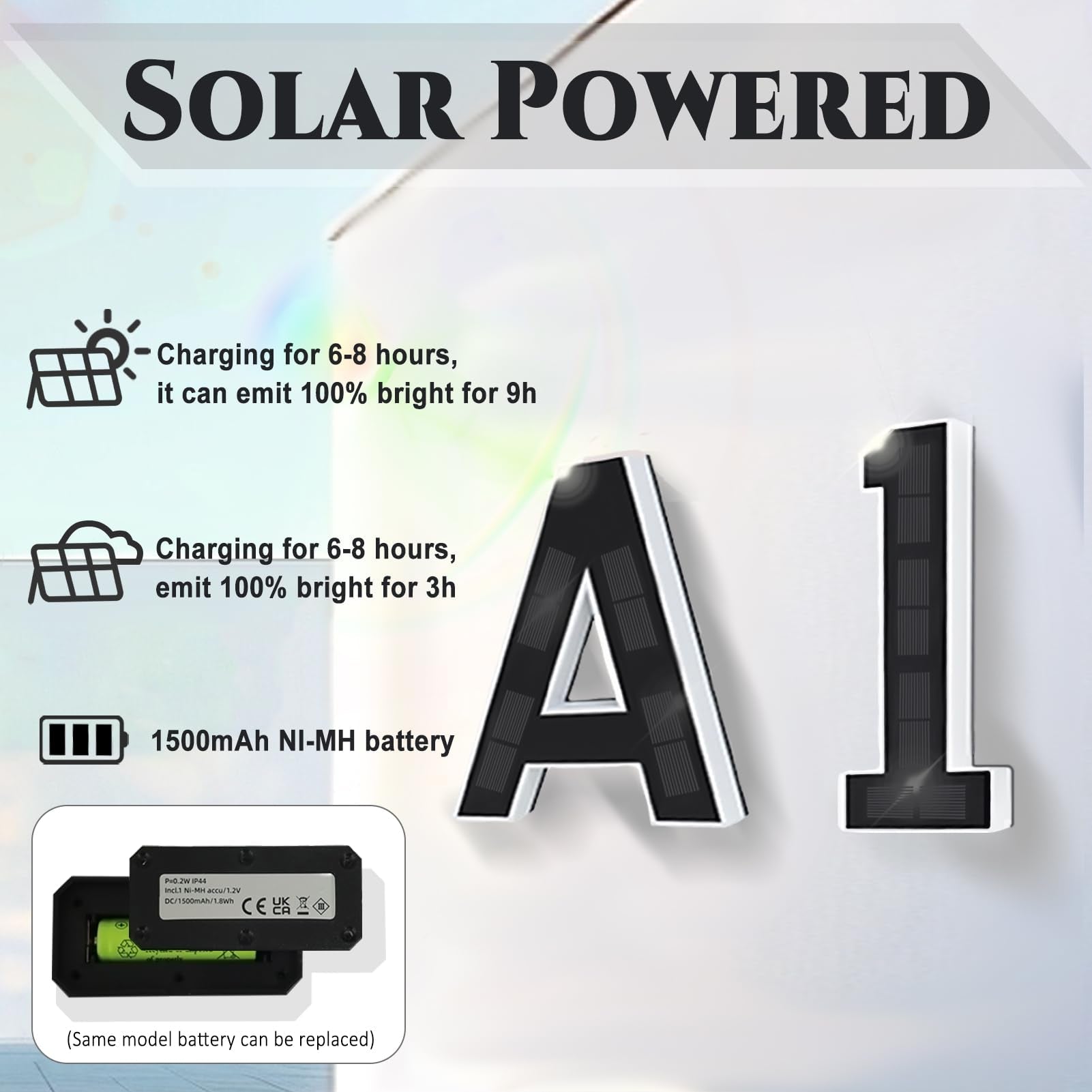 SmartYard 9 Inch Solar Lighted House Numbers for Outside, Light Up Waterproof LED Address Numbers Signs for Houses, Large Personalized Illuminated Exterior Modern House Numbers Light